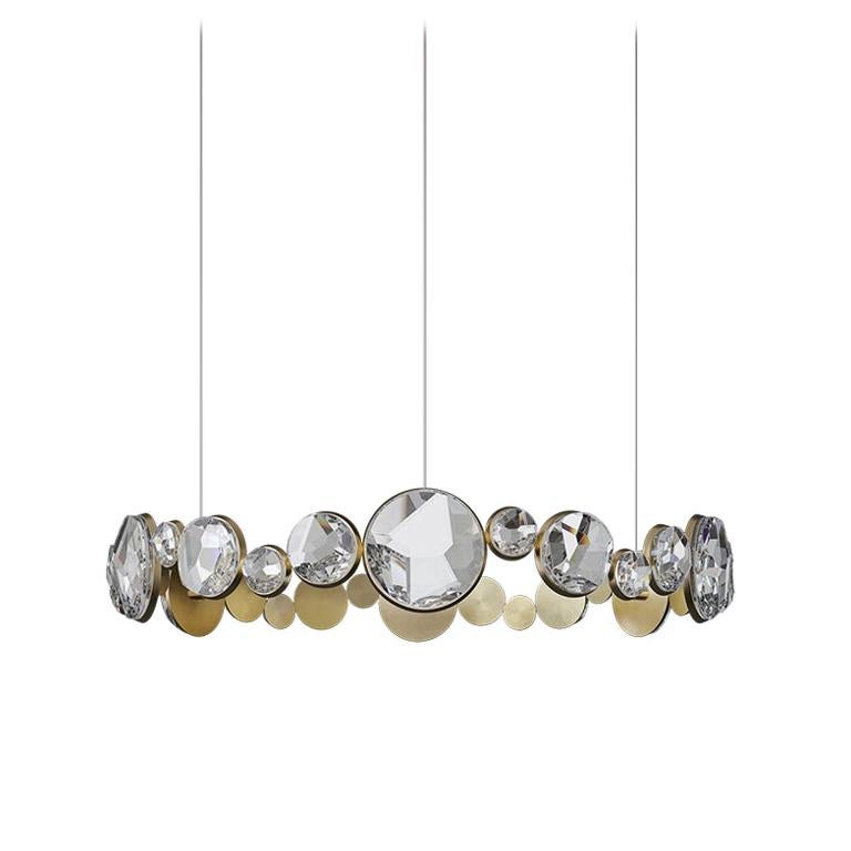 Abracadabra Crystal And Brass Contemporary Ceiling Light For Sale