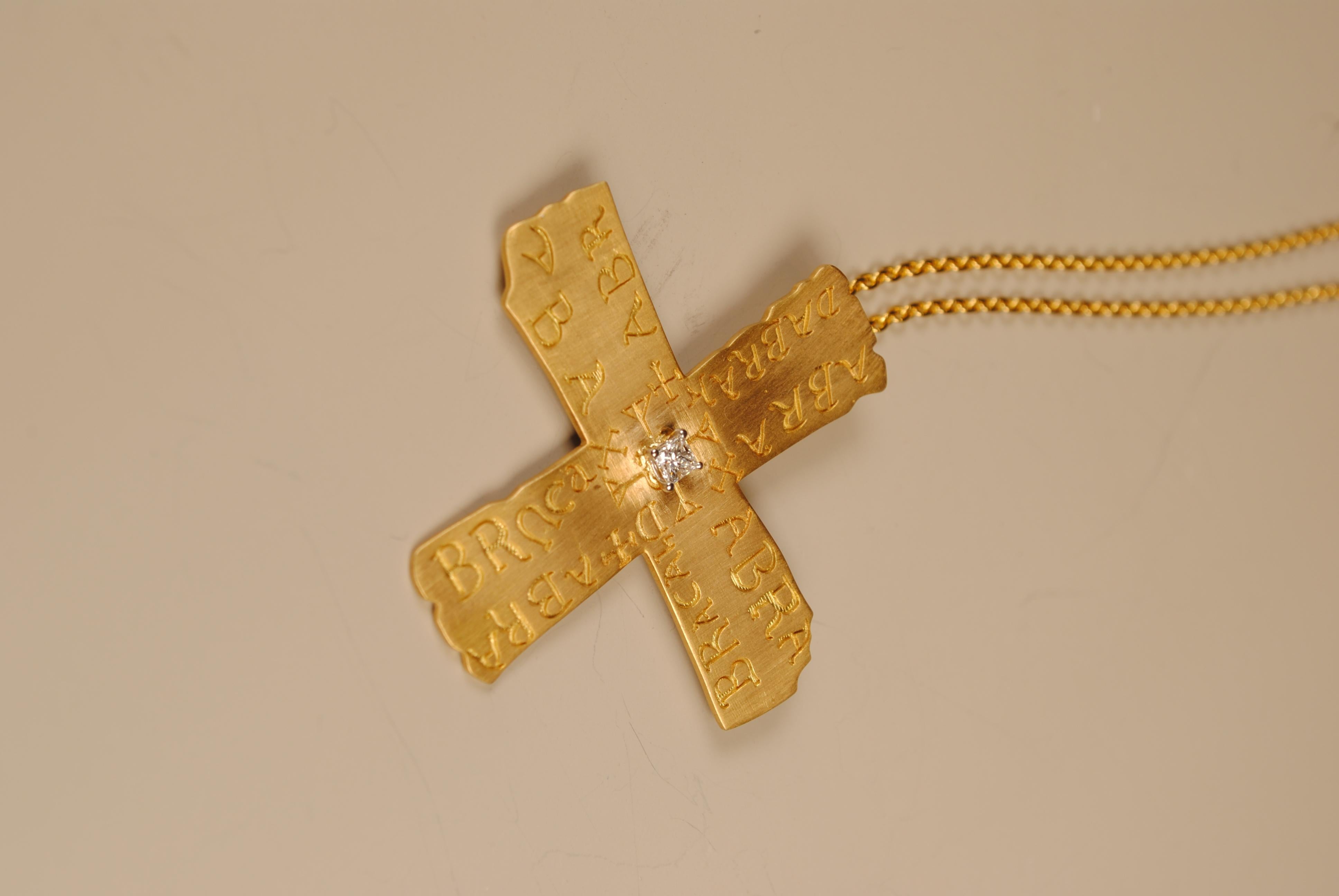 da uomo o donna Amuleto Croce Abracadabra in oro 18kt in vendita