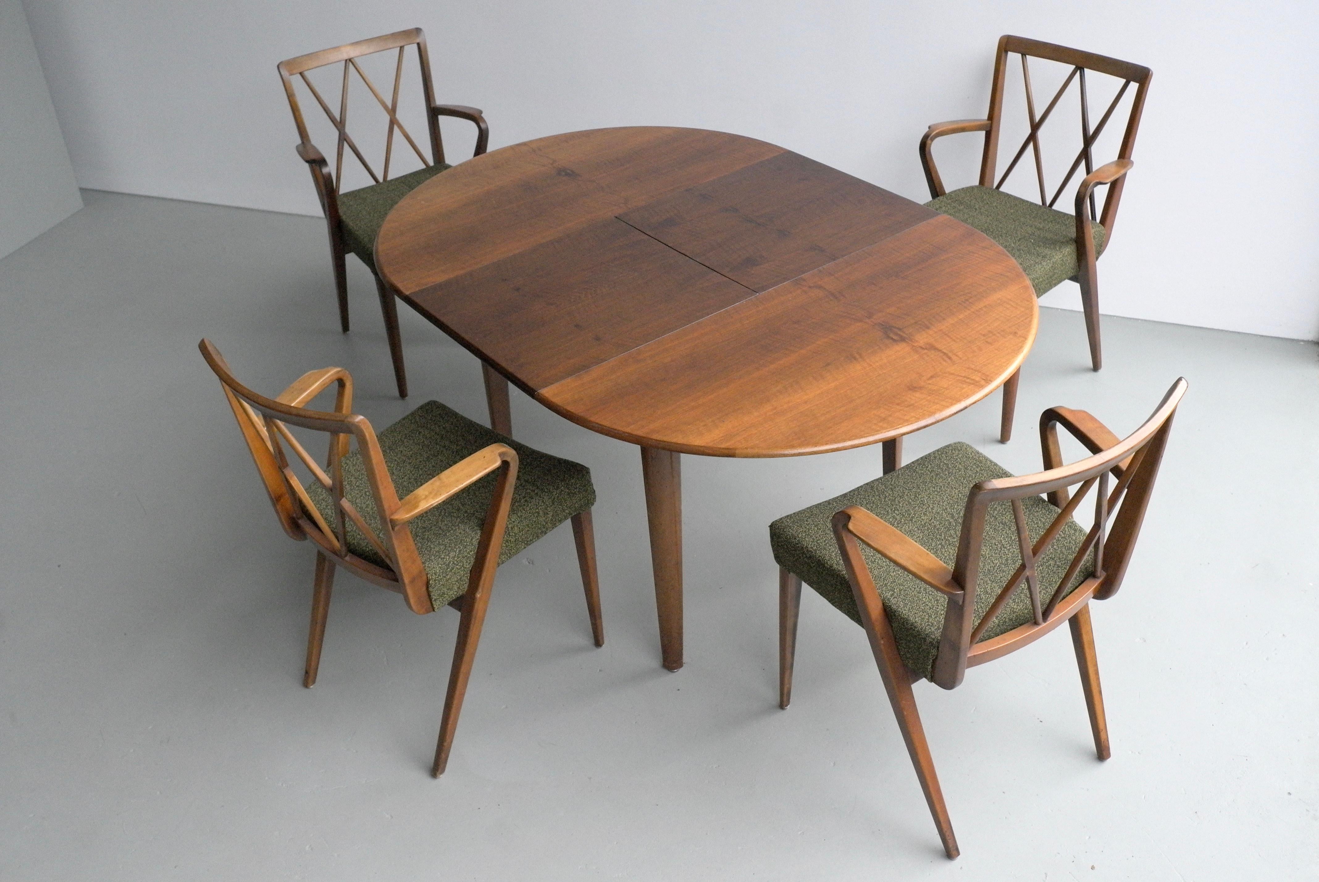 Abraham A Patijn Poly-Z Dining room set in Walnut, The Netherlands, 1950s 4