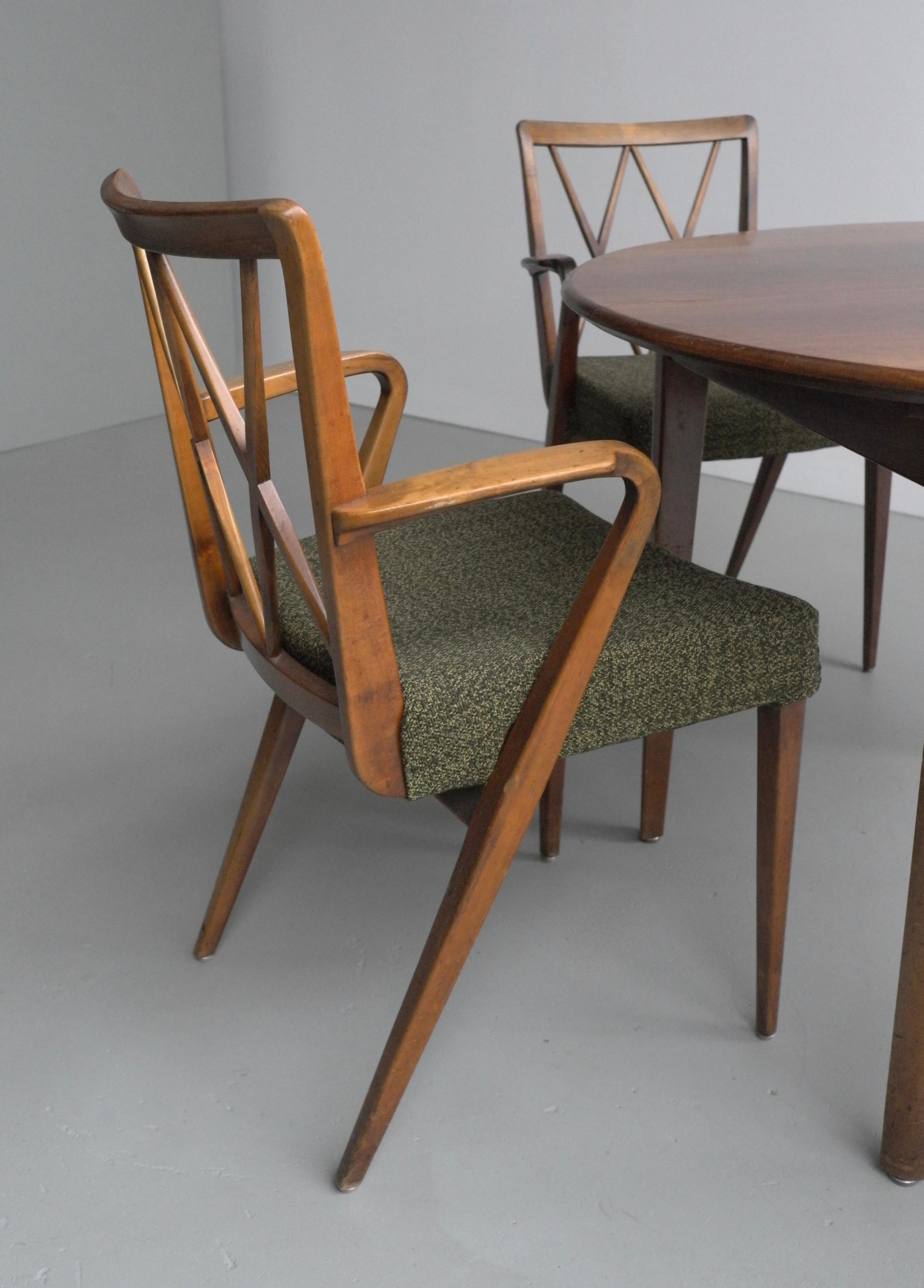 Mid-Century Modern Abraham A Patijn Poly-Z Dining room set in Walnut, The Netherlands, 1950s