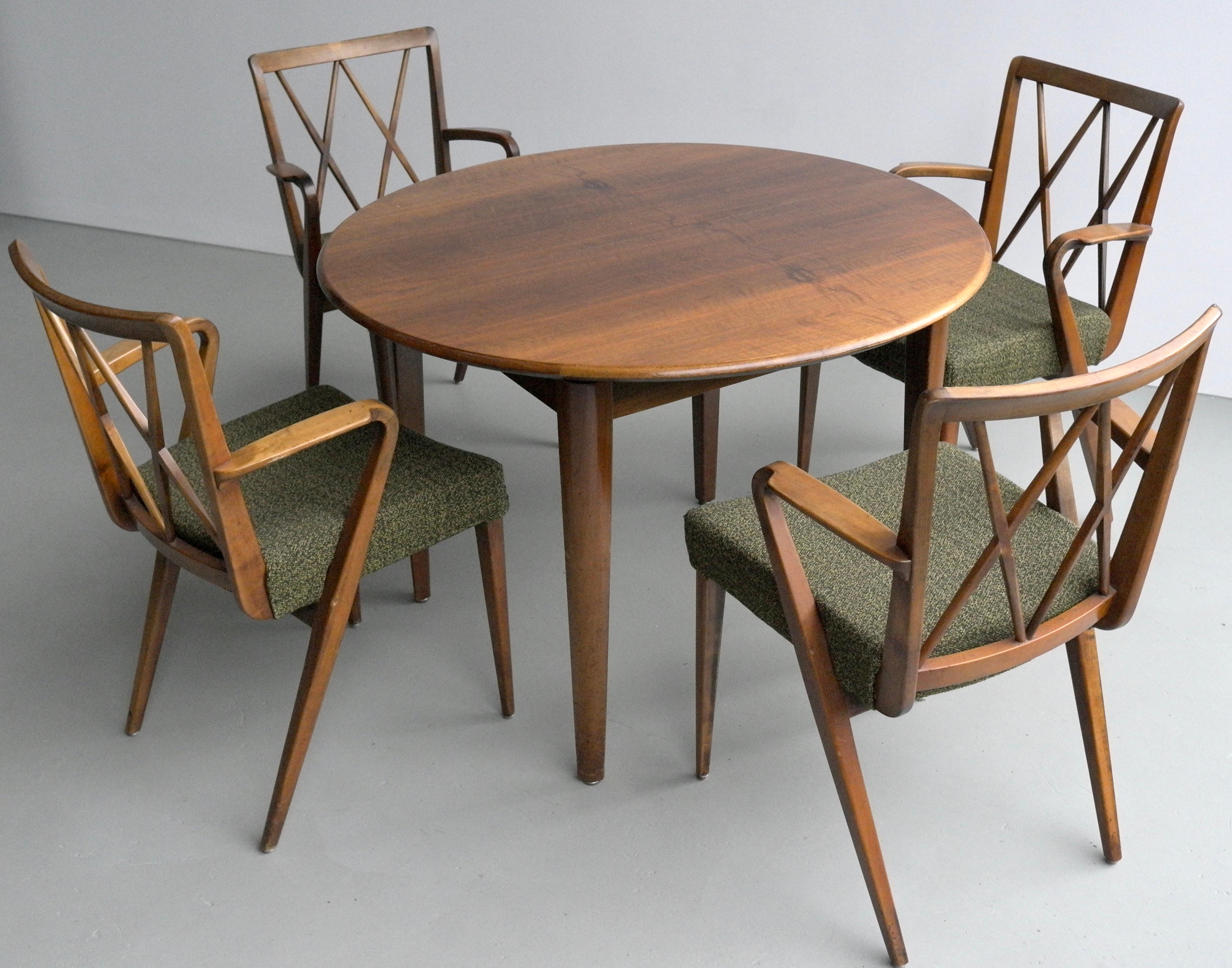 Abraham A Patijn Poly-Z Dining room set in Walnut, The Netherlands, 1950s 1