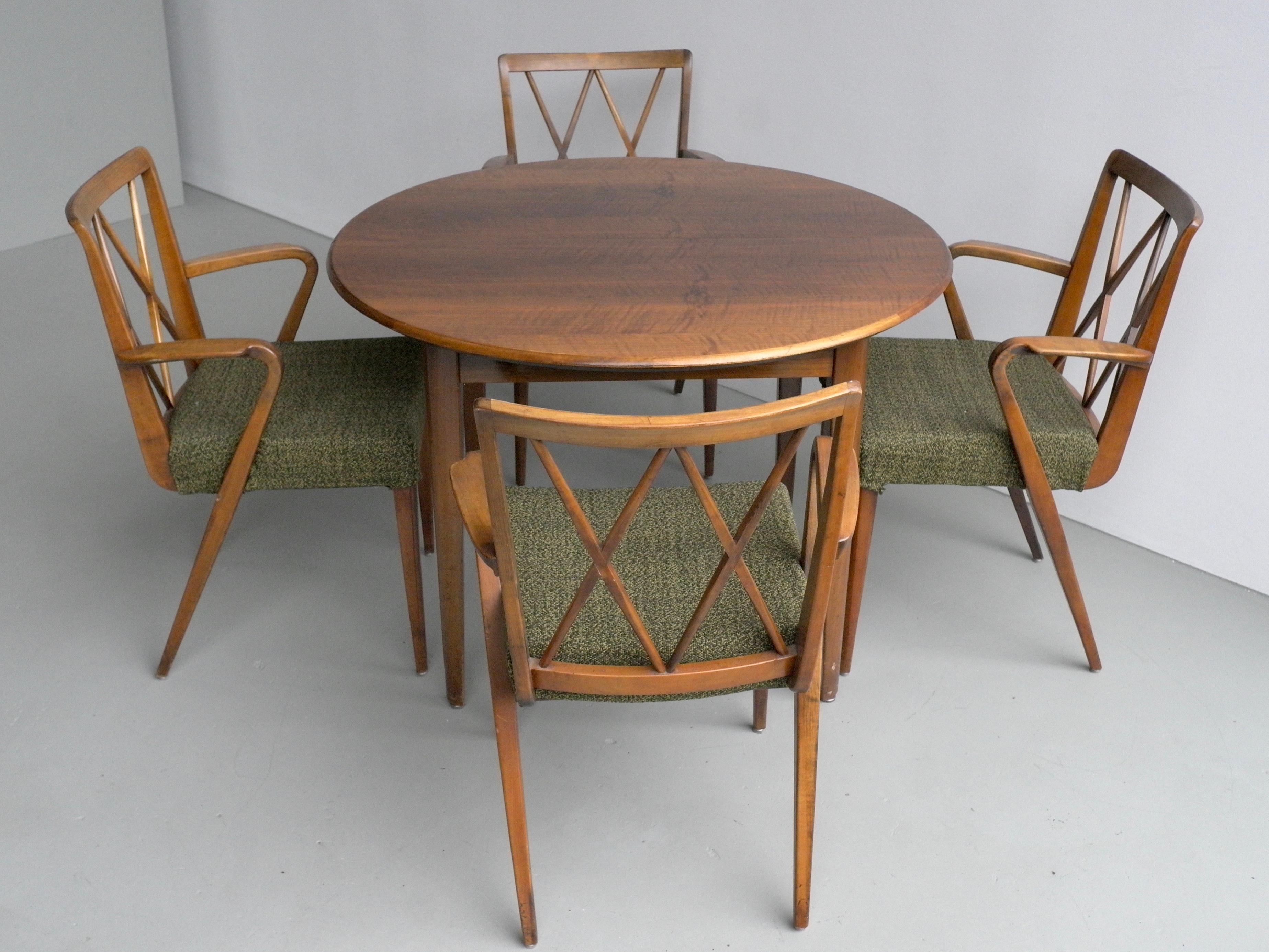 Abraham A Patijn Poly-Z Dining room set in Walnut, The Netherlands, 1950s 3