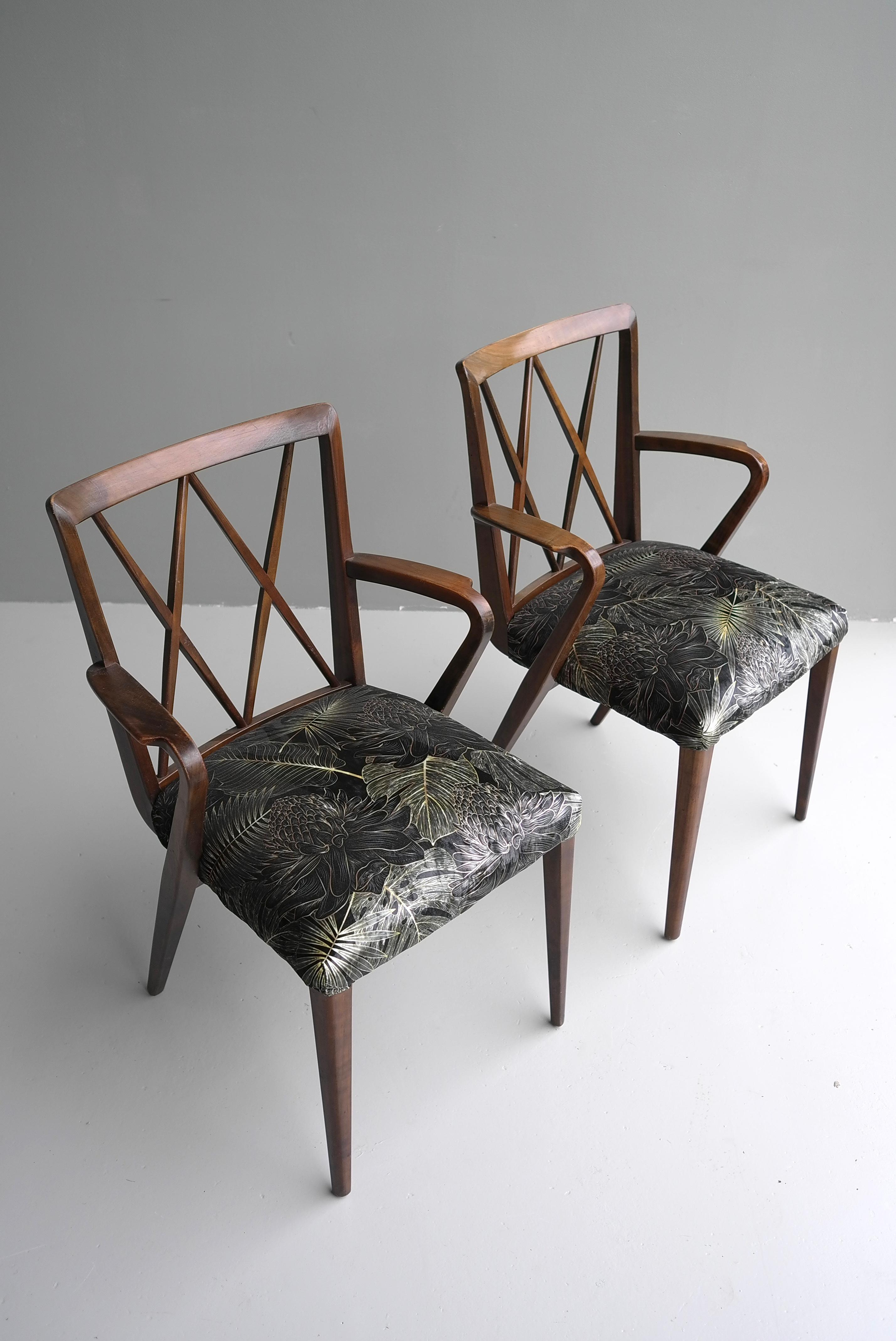 Mid-Century Modern Abraham A Patijn Poly-Z Tropical side Chairs in Walnut, The Netherlands, 1950s For Sale