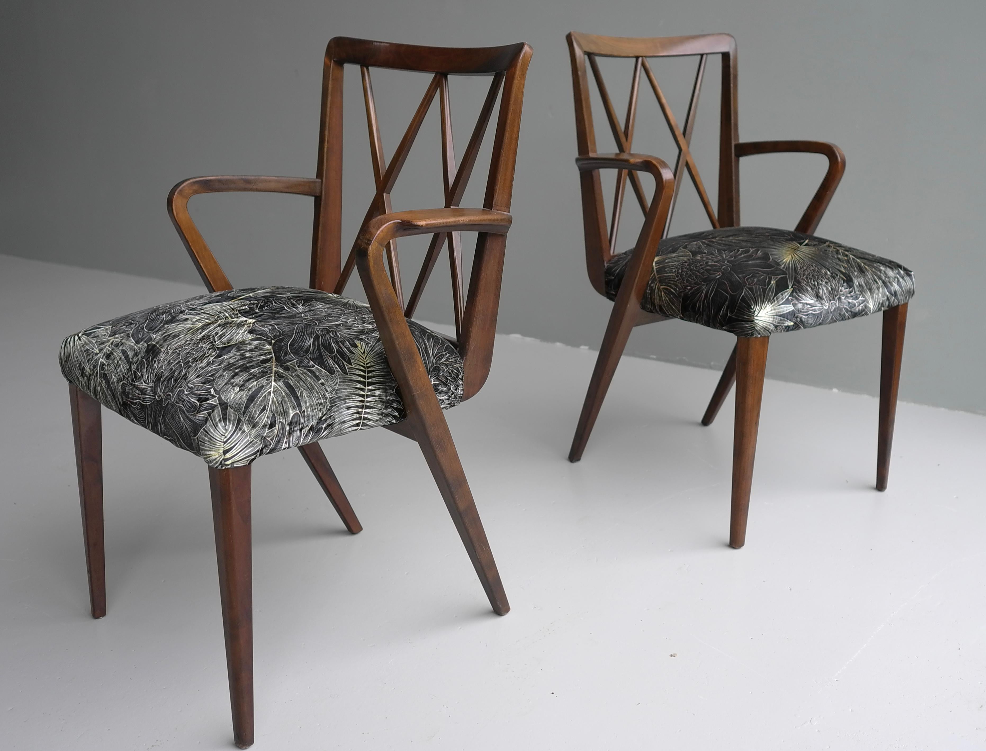 Dutch Abraham A Patijn Poly-Z Tropical side Chairs in Walnut, The Netherlands, 1950s For Sale