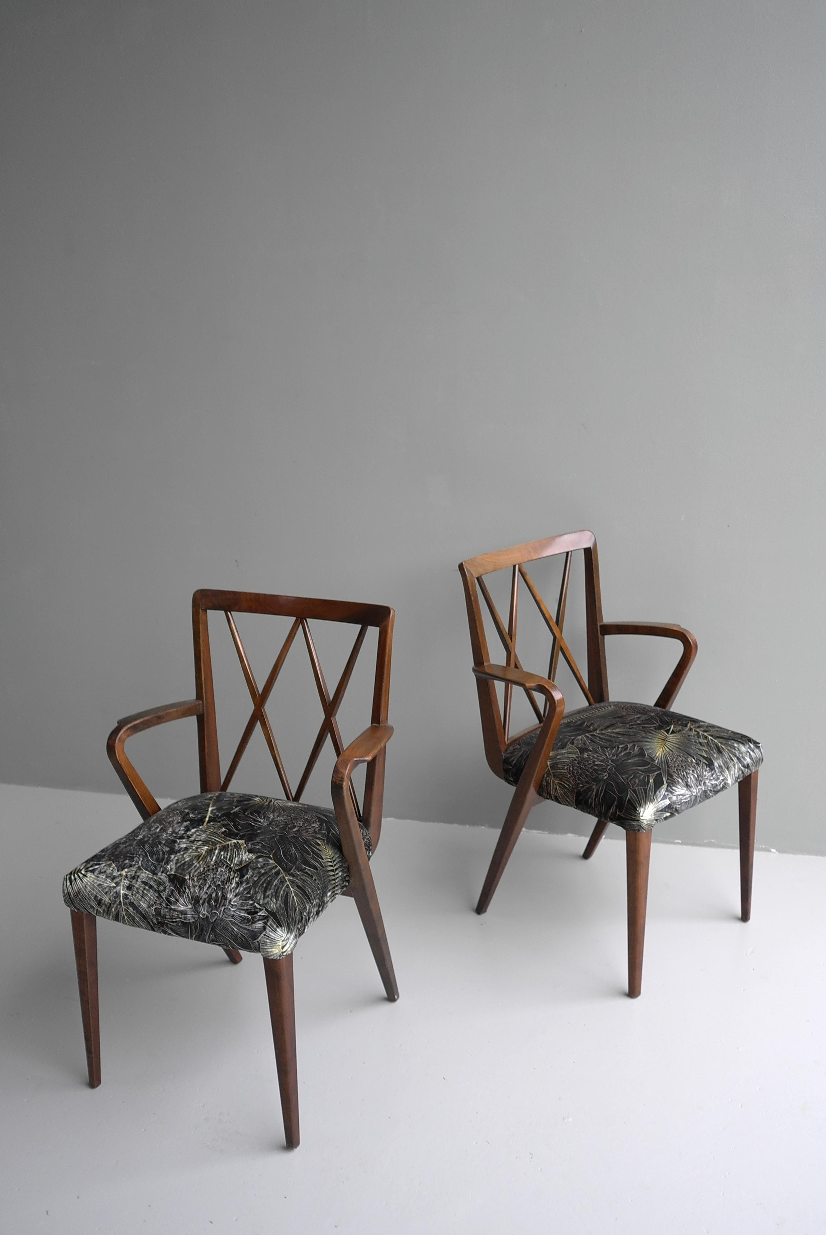 20th Century Abraham A Patijn Poly-Z Tropical side Chairs in Walnut, The Netherlands, 1950s For Sale