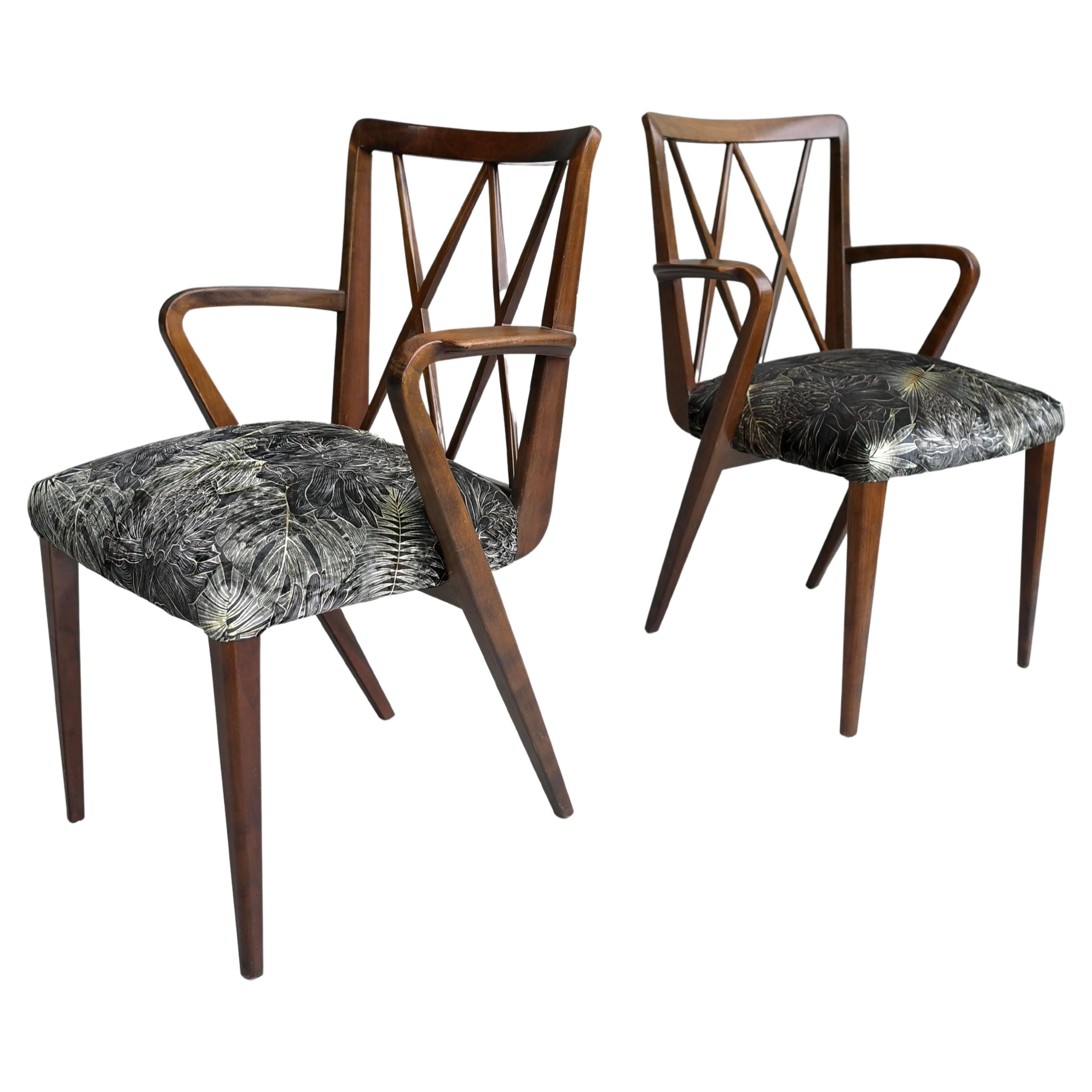 Abraham A Patijn Poly-Z Tropical side Chairs in Walnut, The Netherlands, 1950s For Sale