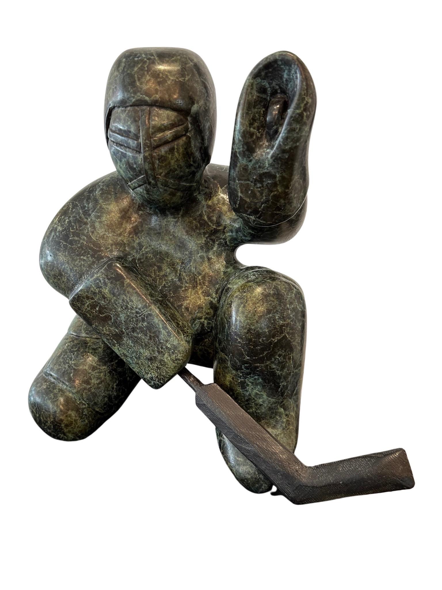 'Goalie' Limited Edition Cast Bronze Sculpture of a Hockey Player