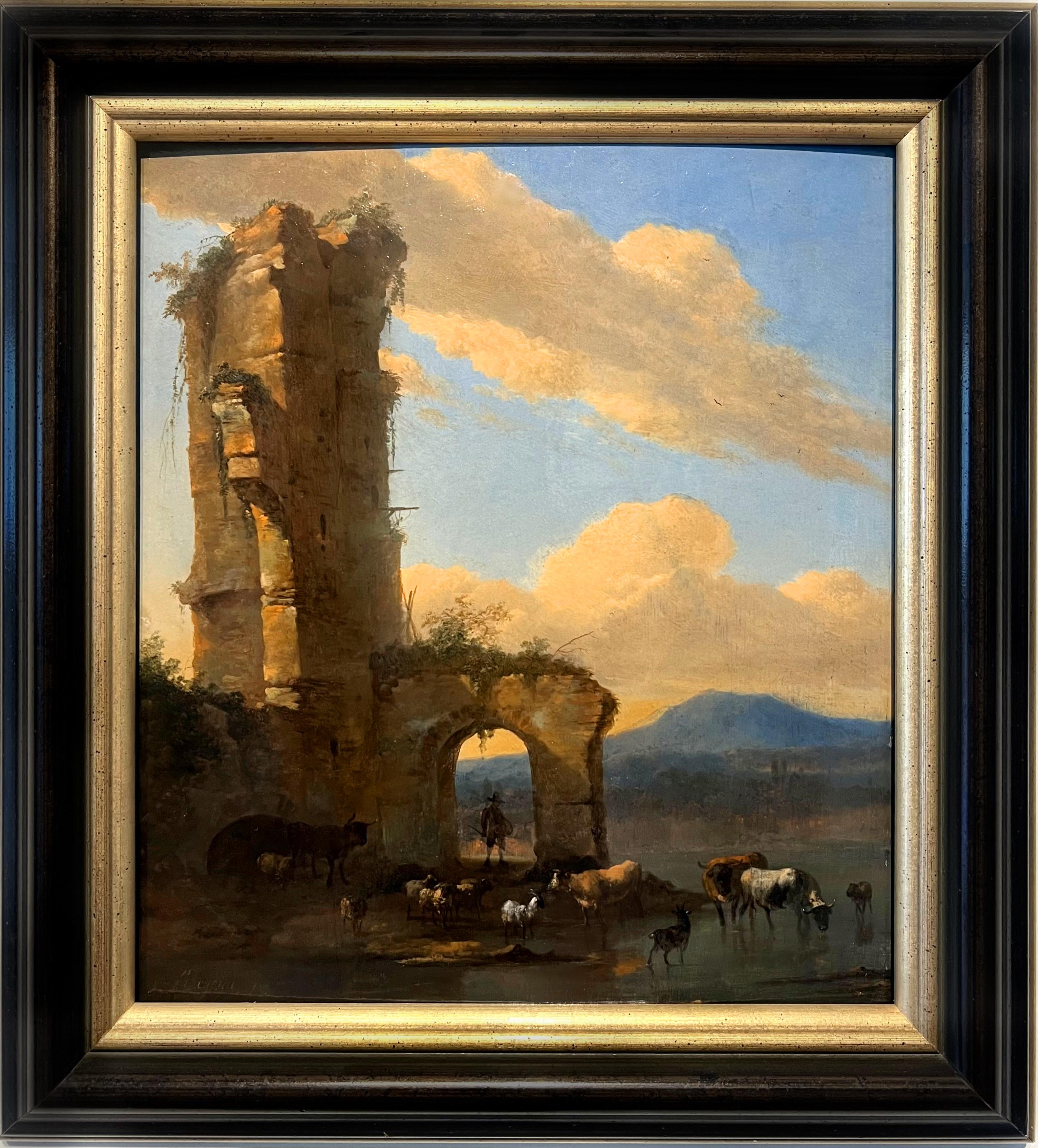 17th Century Dutch Italianate Landscape with Cattle - Prussian Royal Court