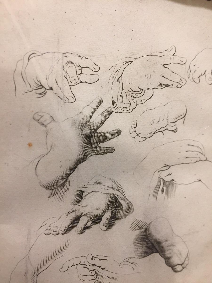Dutch Abraham Bloemaert Pair of 17th Century Etching Study of Hands