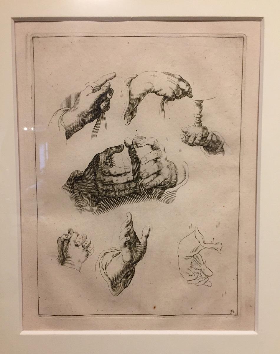 Abraham Bloemaert Pair of 17th Century Etching Study of Hands 1