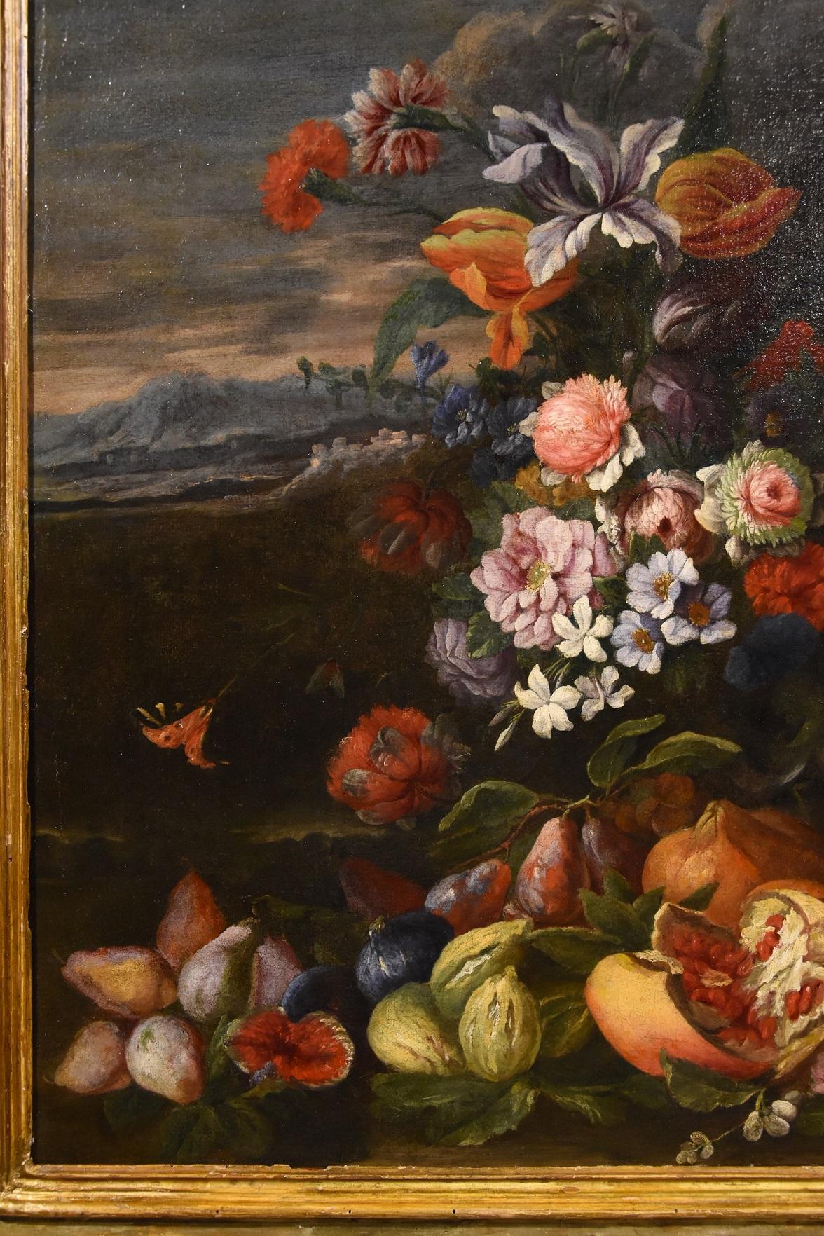 Brueghel Nature morte Fleurs Fruits Peinture Vieux maître Flamand 17ème siècle Italie 8