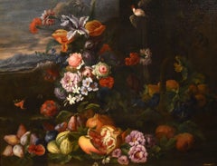 Brueghel Nature morte Fleurs Fruits Peinture Ancien maître Flamand 17ème Siècle Italie