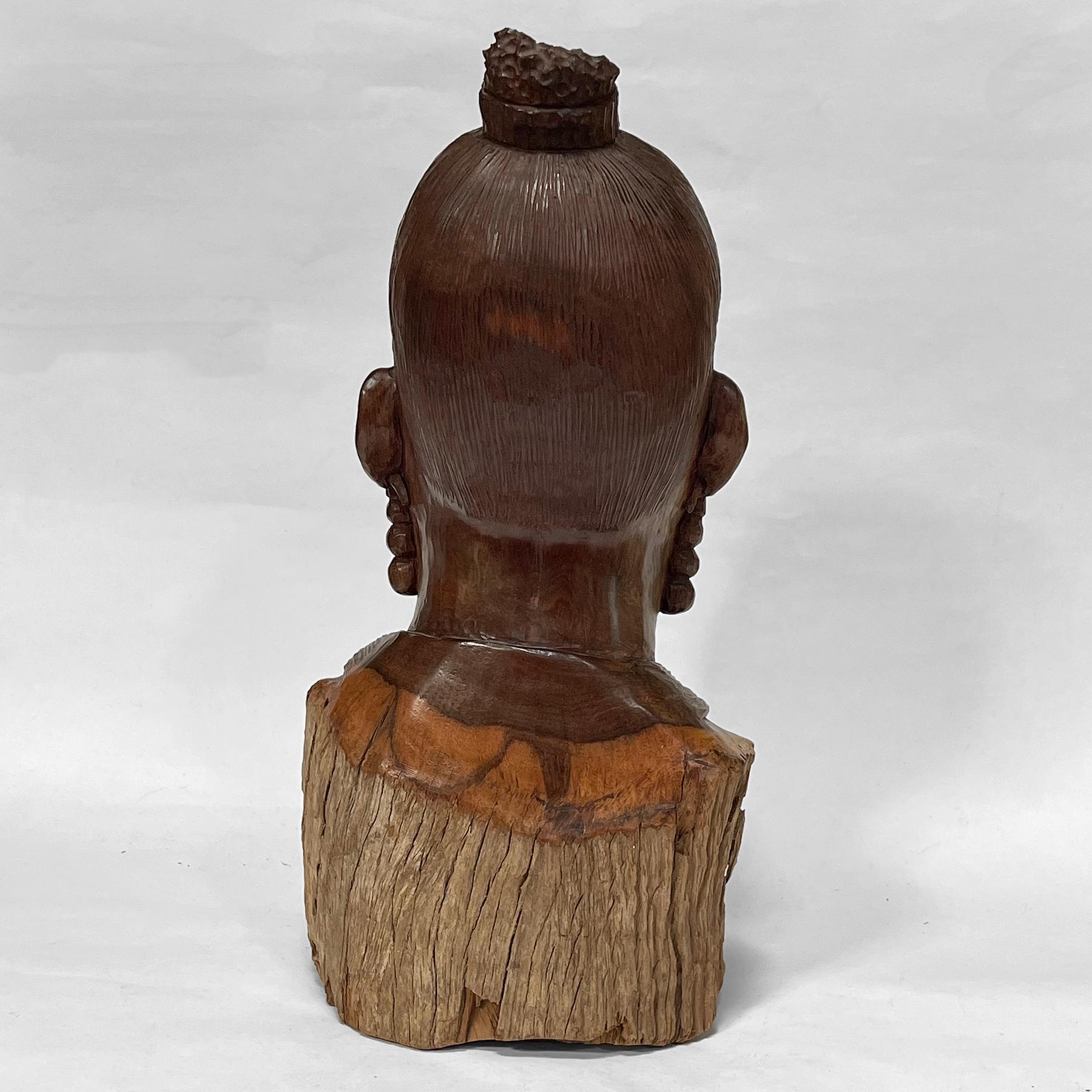 Late 20th Century Abraham Chikumbirike Ironwood Carving of Female Bust For Sale
