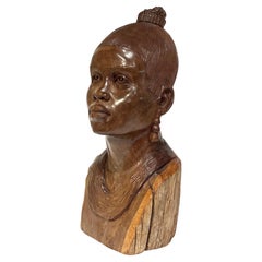Abraham Chikumbirike Ironwood Carving of Female Bust
