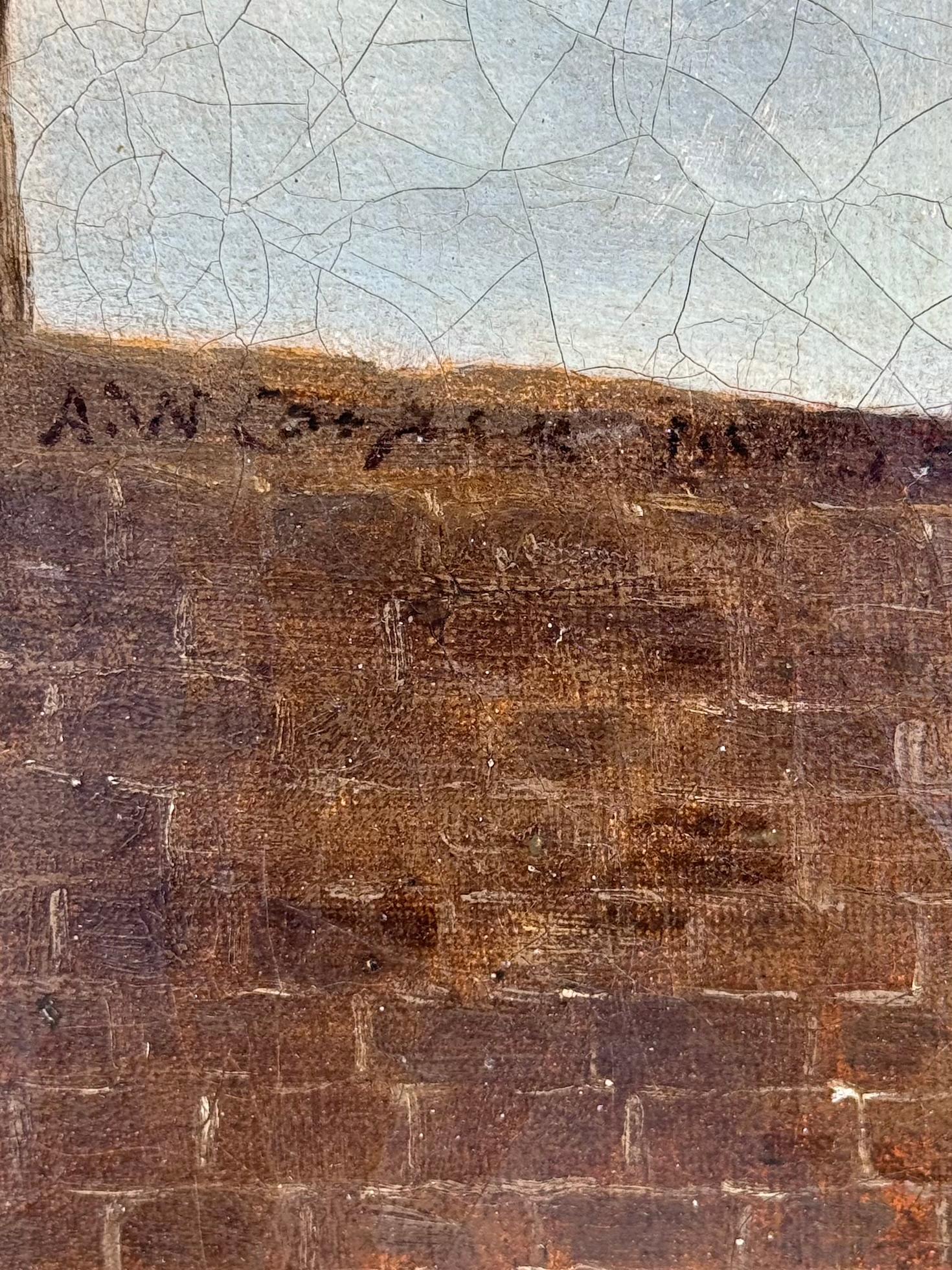 19th century English interior barn scene with horse , goats 2