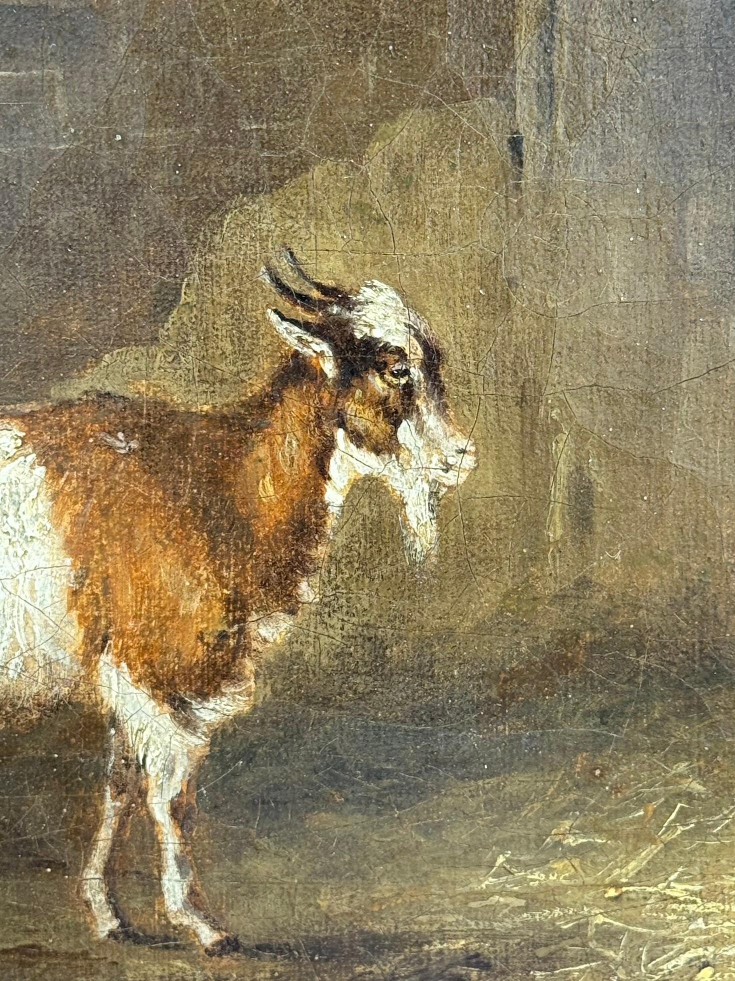 19th century English interior barn scene with horse , goats 4