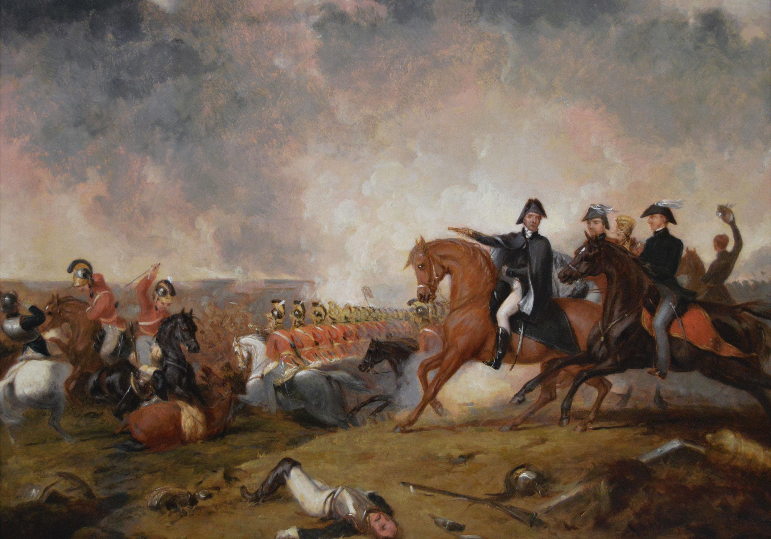 Dipinto a olio storico militare del XIX secolo raffigurante Wellington a Wellington - Painting di Abraham Cooper