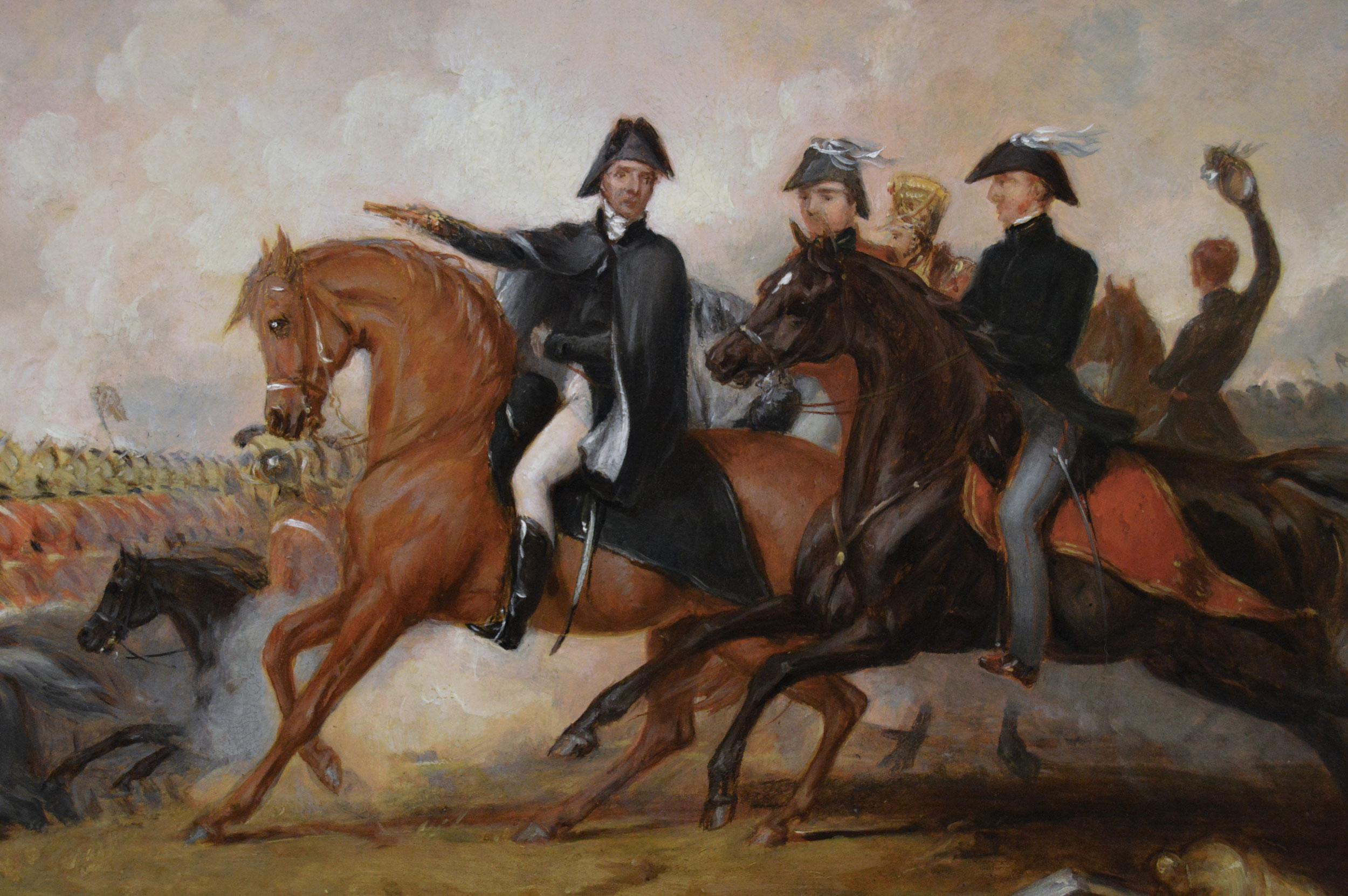 Dipinto a olio storico militare del XIX secolo raffigurante Wellington a Wellington - Figurative Painting Marrone di Abraham Cooper