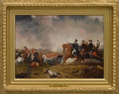 19th Century Historical military oil painting of Wellington at Waterloo