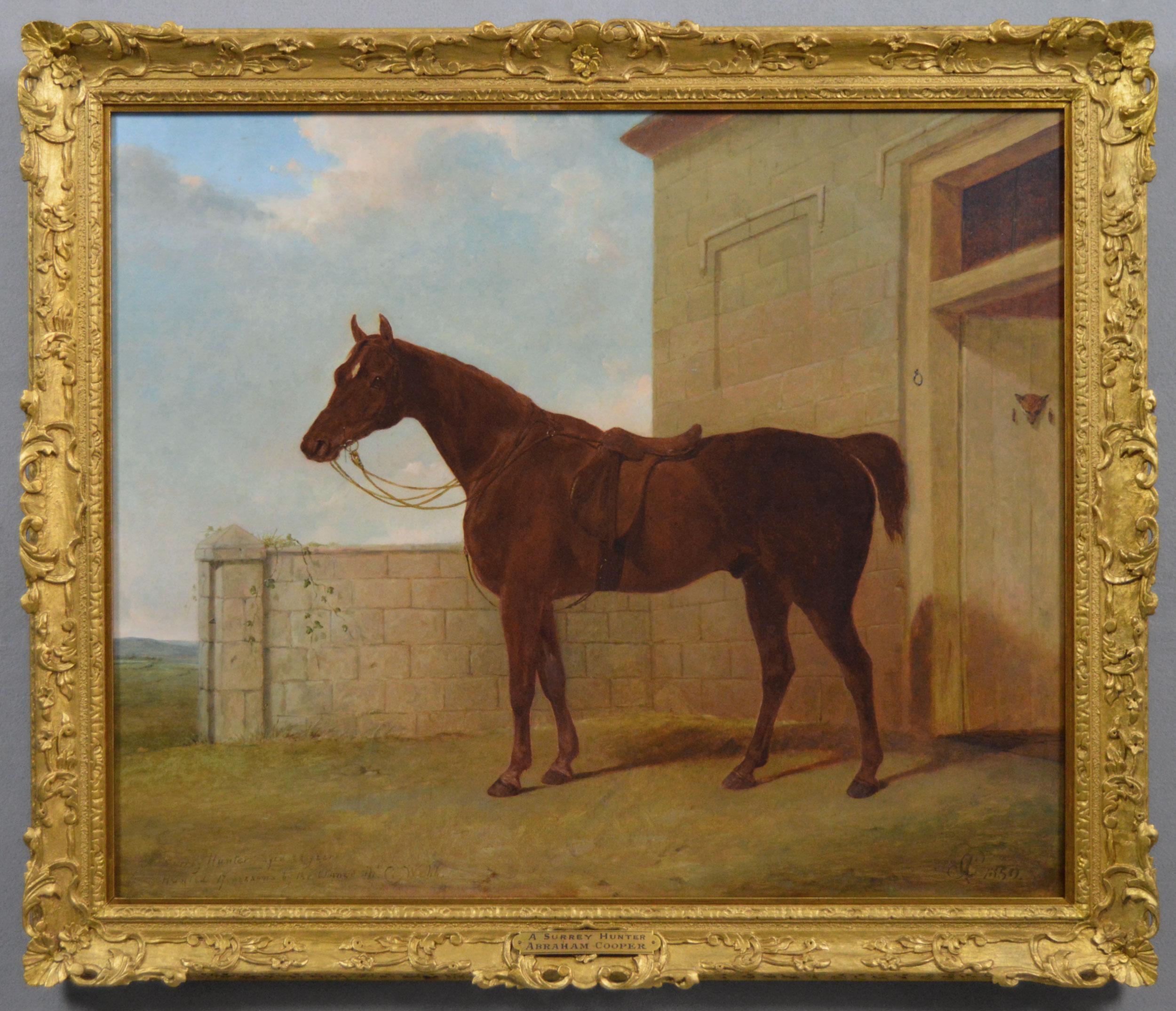 Abraham Cooper Animal Painting - 19th Century sporting horse portrait oil painting of a chestnut hunter