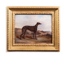 Antique A greyhound in a landscape