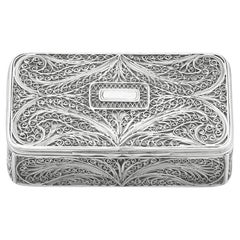 Abraham David Loewenstark Antique Victorian Sterling Silver Filigree Box