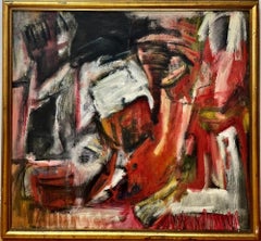 "Maine Farmer" A late 20th-Century Abstract Painting in Red, Black & White