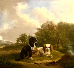 Zwei Spaniels in Landschaft 19. Jh. Niederländisch
