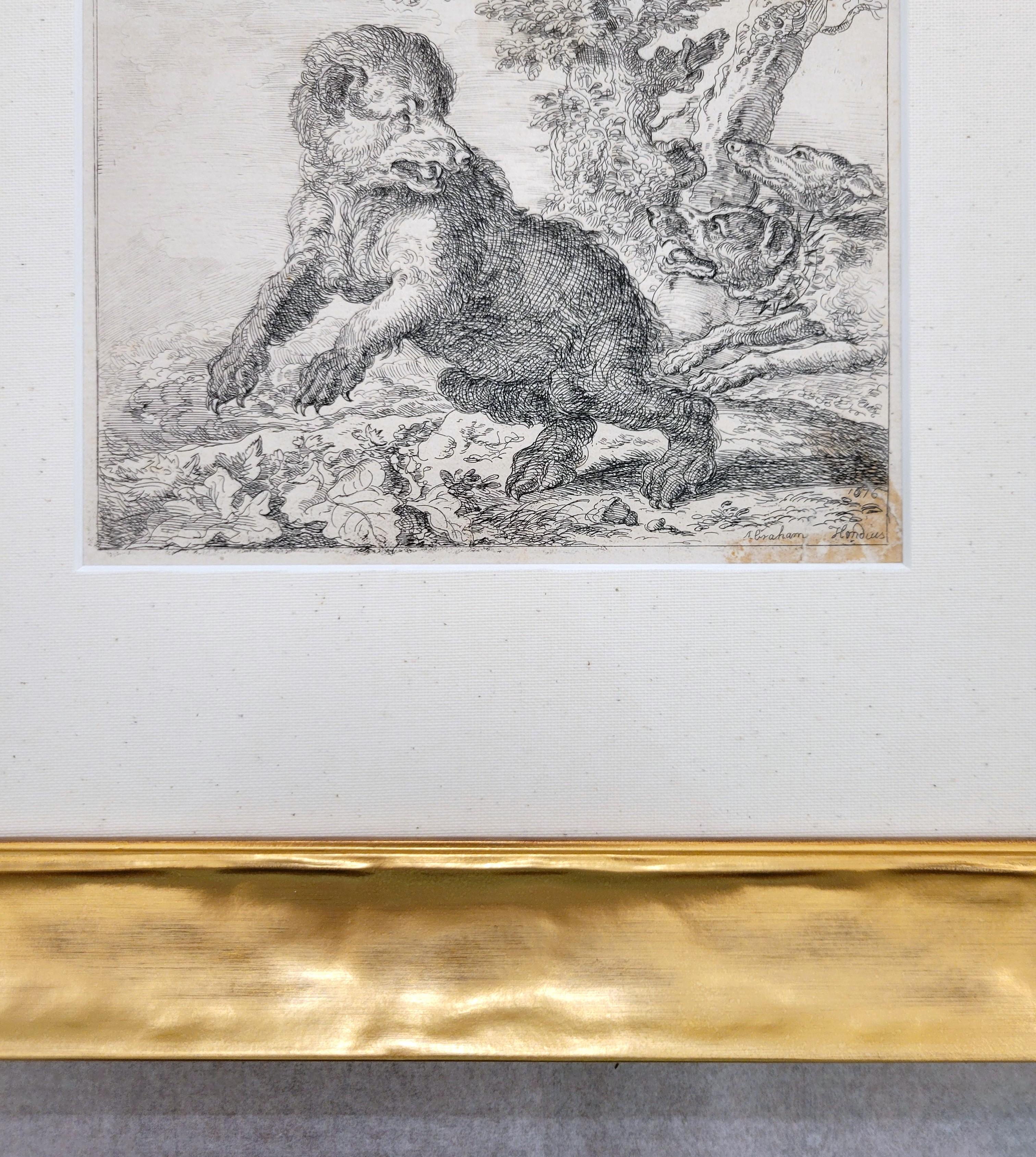 Honden Jagen Op Een Beer (Hounds Hunting a Bear) /// Paysage de vieux maîtres chiens en vente 5