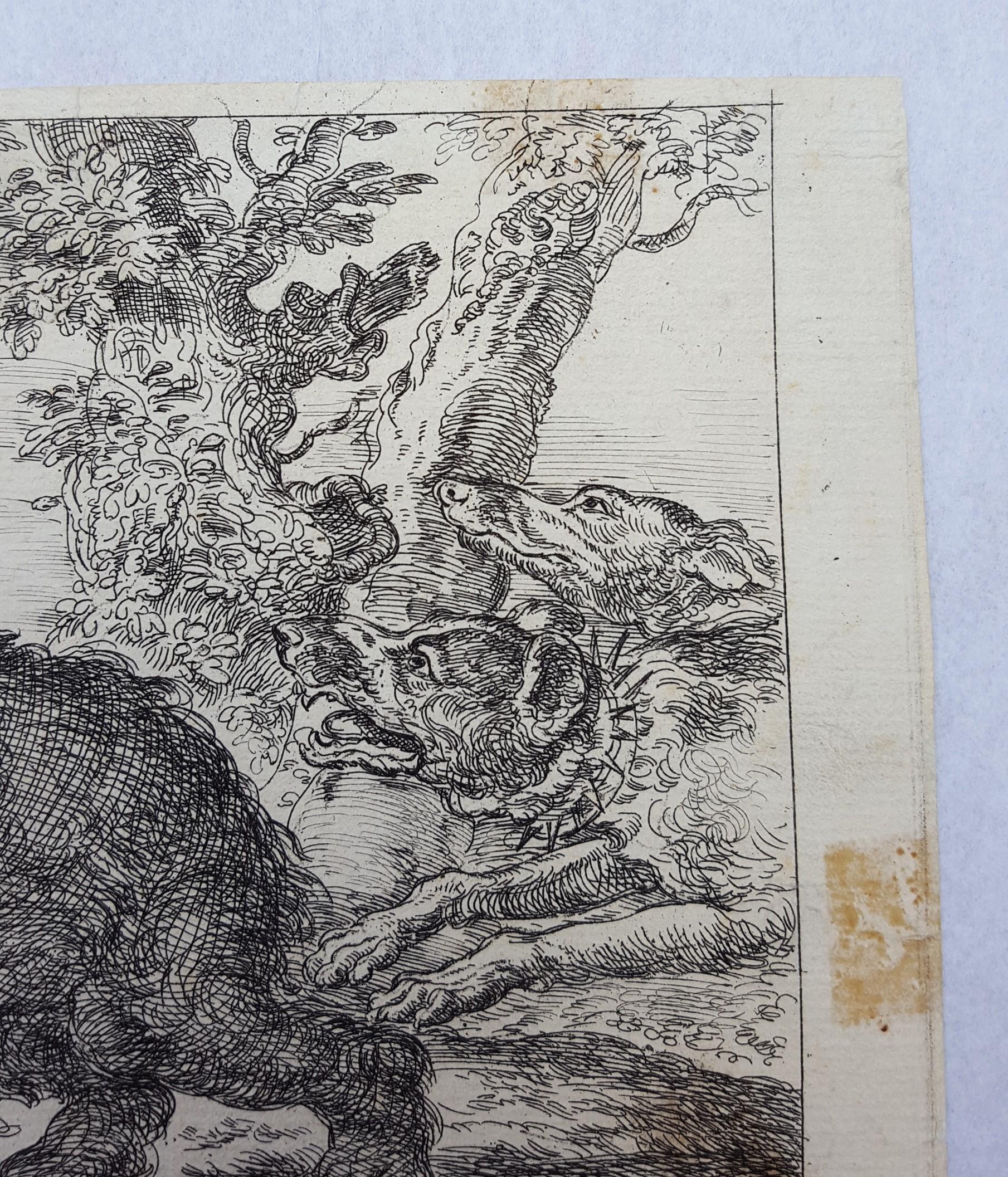 Honden Jagen Op Een Beer (Hounds Hunting a Bear) /// Old Masters Dogs Landscape For Sale 9