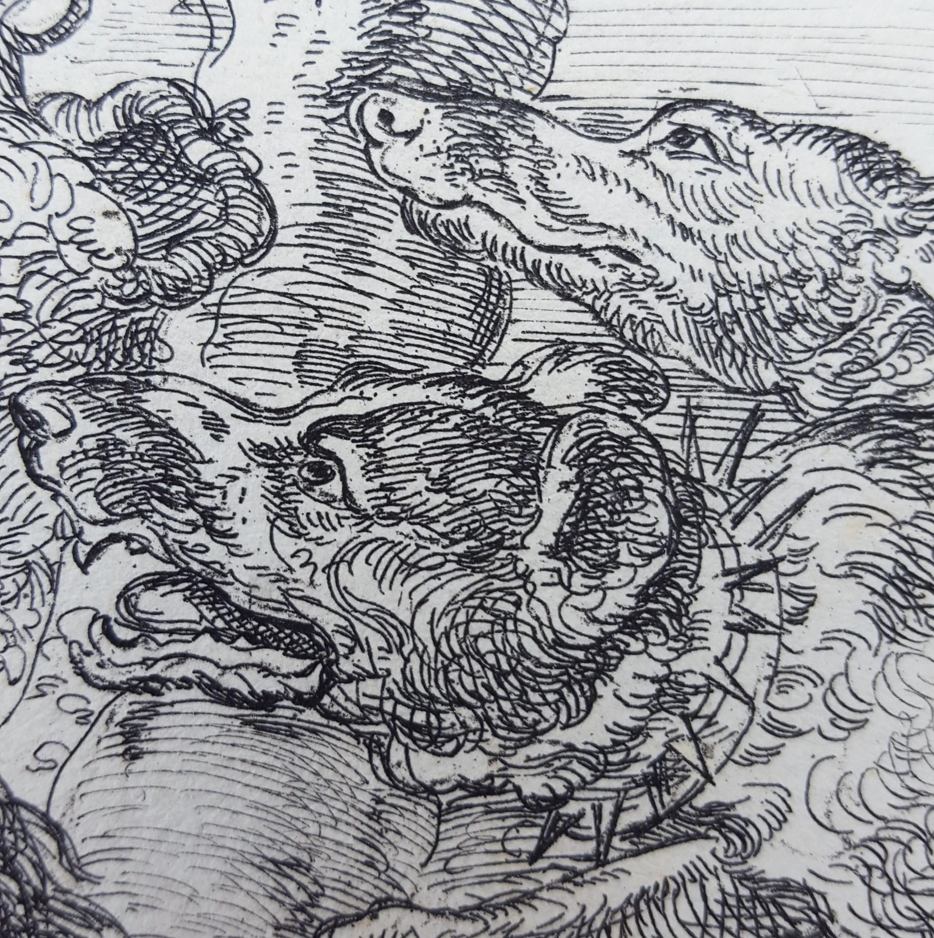 Honden Jagen Op Een Beer (Hounds Hunting a Bear) /// Old Masters Dogs Landscape For Sale 14