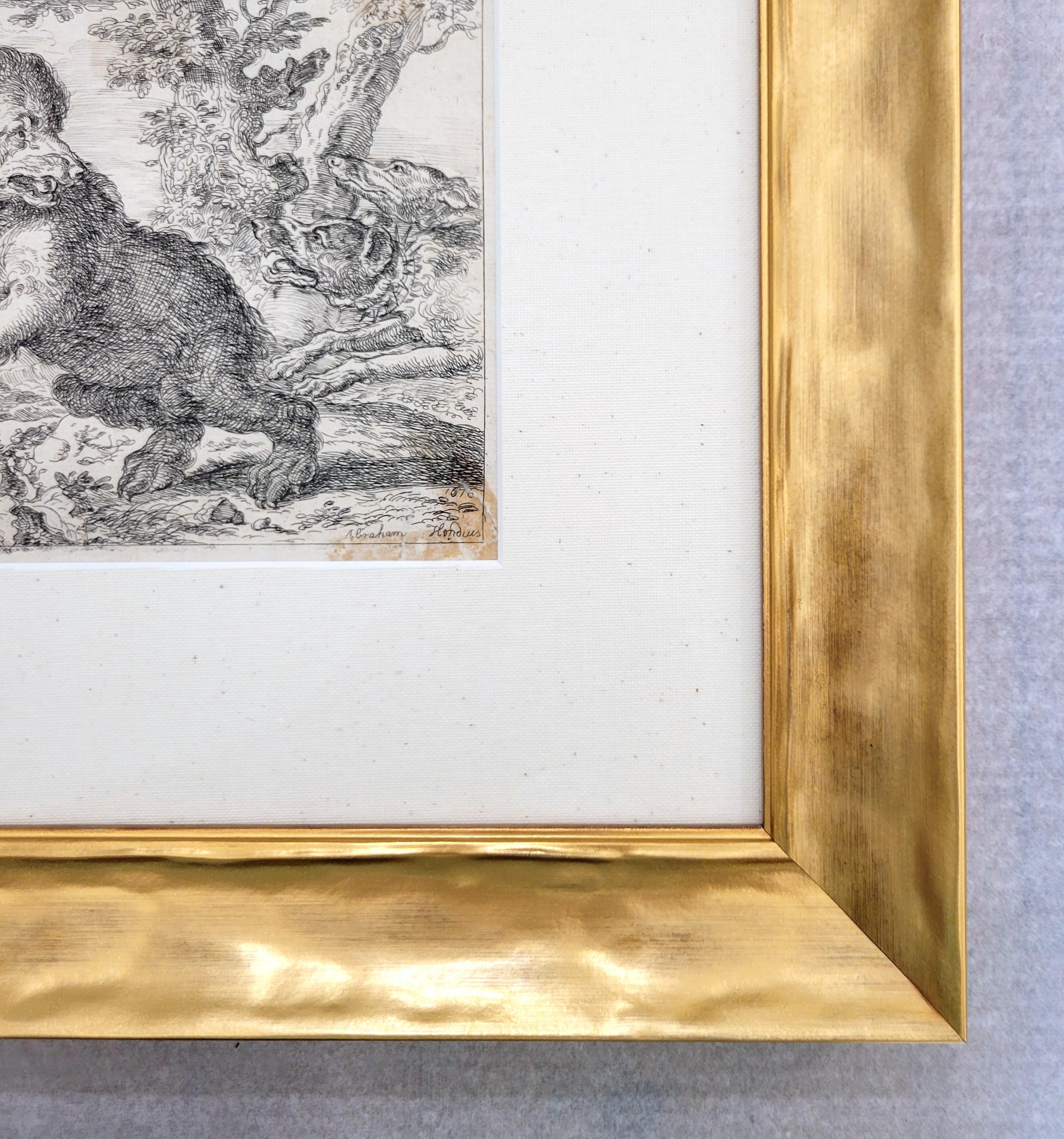 Honden Jagen Op Een Beer (Hounds Hunting a Bear) /// Old Masters Dogs Landscape For Sale 4