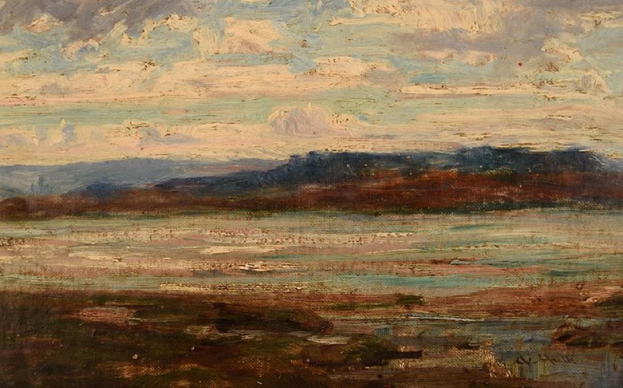 Swedish Abraham Hulk Jr, Listed British Artist, Oil on Board, Landscape For Sale