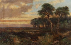 Abraham Hulk Junior (1851-1922) – gerahmtes Ölgemälde, Abendlandschaft