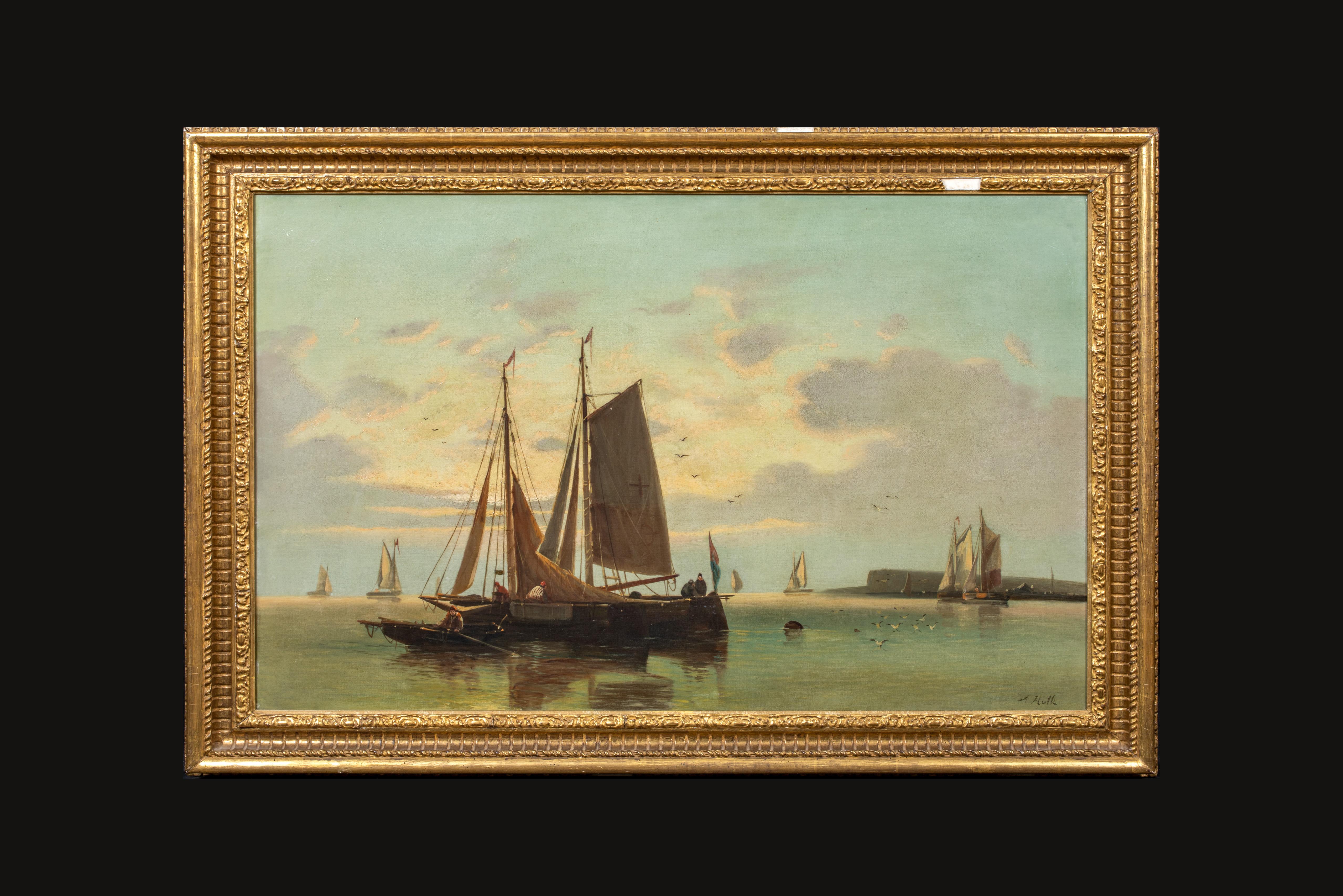 Expédition en estuarie néerlandaise, 19ème siècle - Painting de Abraham Hulk the Elder