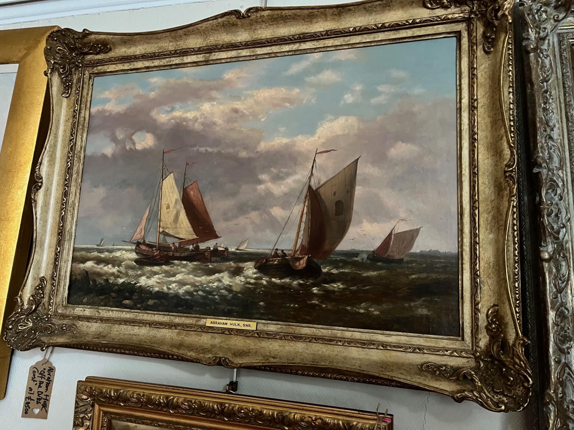Peinture à l'huile « Shipping Off the Dutch Coast » - Victorien Painting par Abraham Hulk the Elder