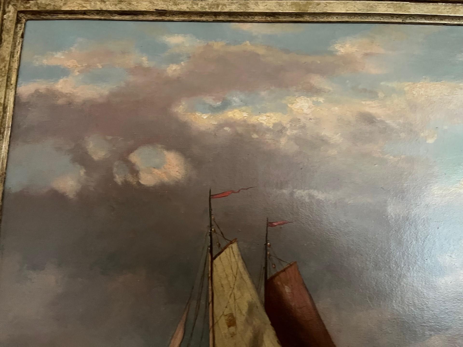 Peinture à l'huile « Shipping Off the Dutch Coast » - Marron Landscape Painting par Abraham Hulk the Elder