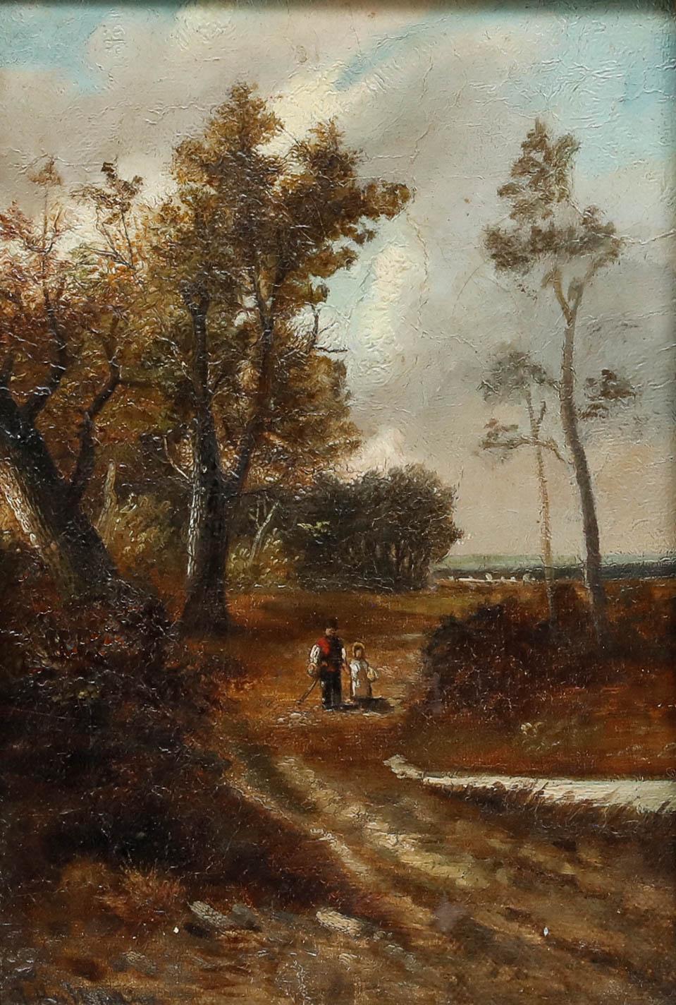Abraham Hulk Jr. (1851-1922) - Óleo de finales del siglo XIX, Un paseo otoñal - Painting de Abraham Hulk the Younger
