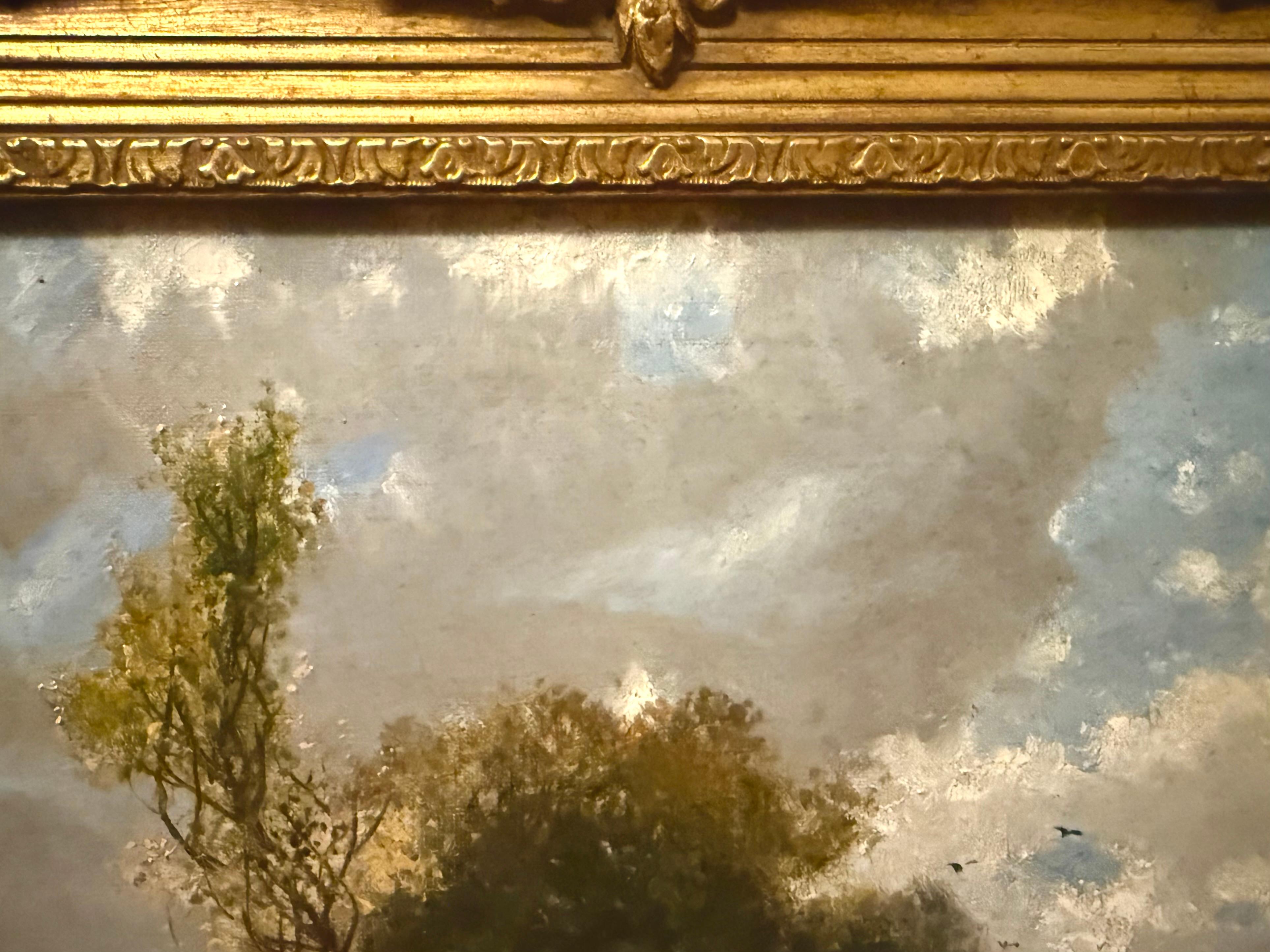 Cottages in Late Summer Landscape, impressionniste fin 19e/début 20e siècle en vente 4