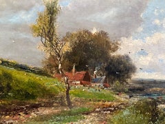 Cottages in Late Summer Landscape, impressionist late 19th/early 20th century