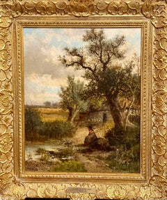 In der Nähe von Sutton, Surrey" Bach und altes Cottage, 19. Jahrhundert/frühes 20. Jahrhundert Öl auf Leinwand