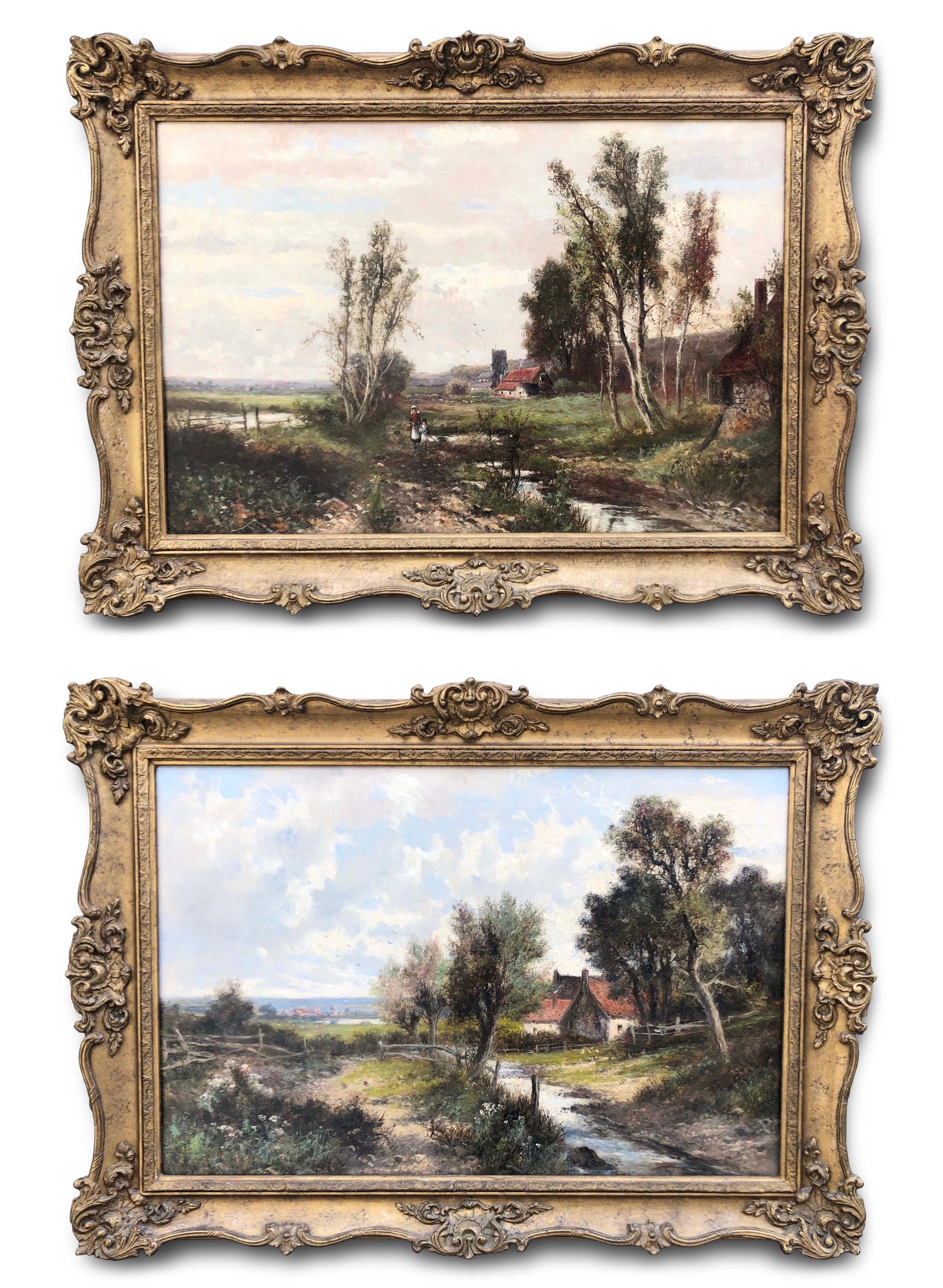 Ölgemälde, Paar Landschaften von Abraham Hulk Junior (1813-1897)