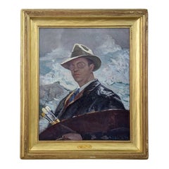 American Impressionist "Self-Portrait" Painting of Monhegan Island Maine Coast