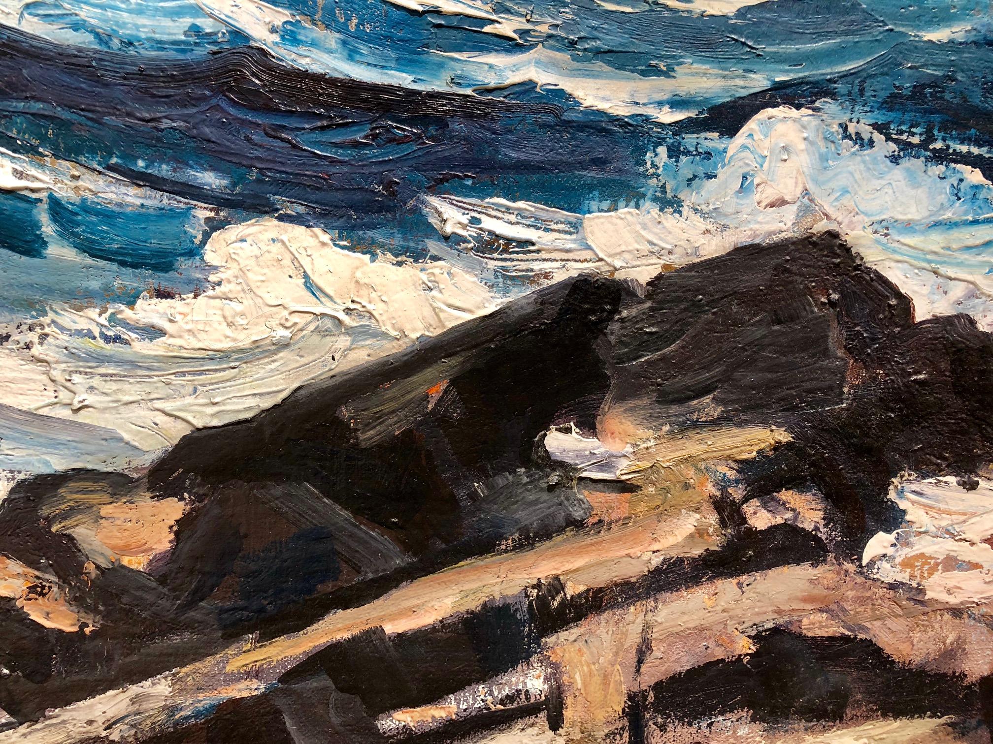 Heavy Surf, Monhegan Island - Gray Landscape Painting by Abraham Jacob Bogdanove