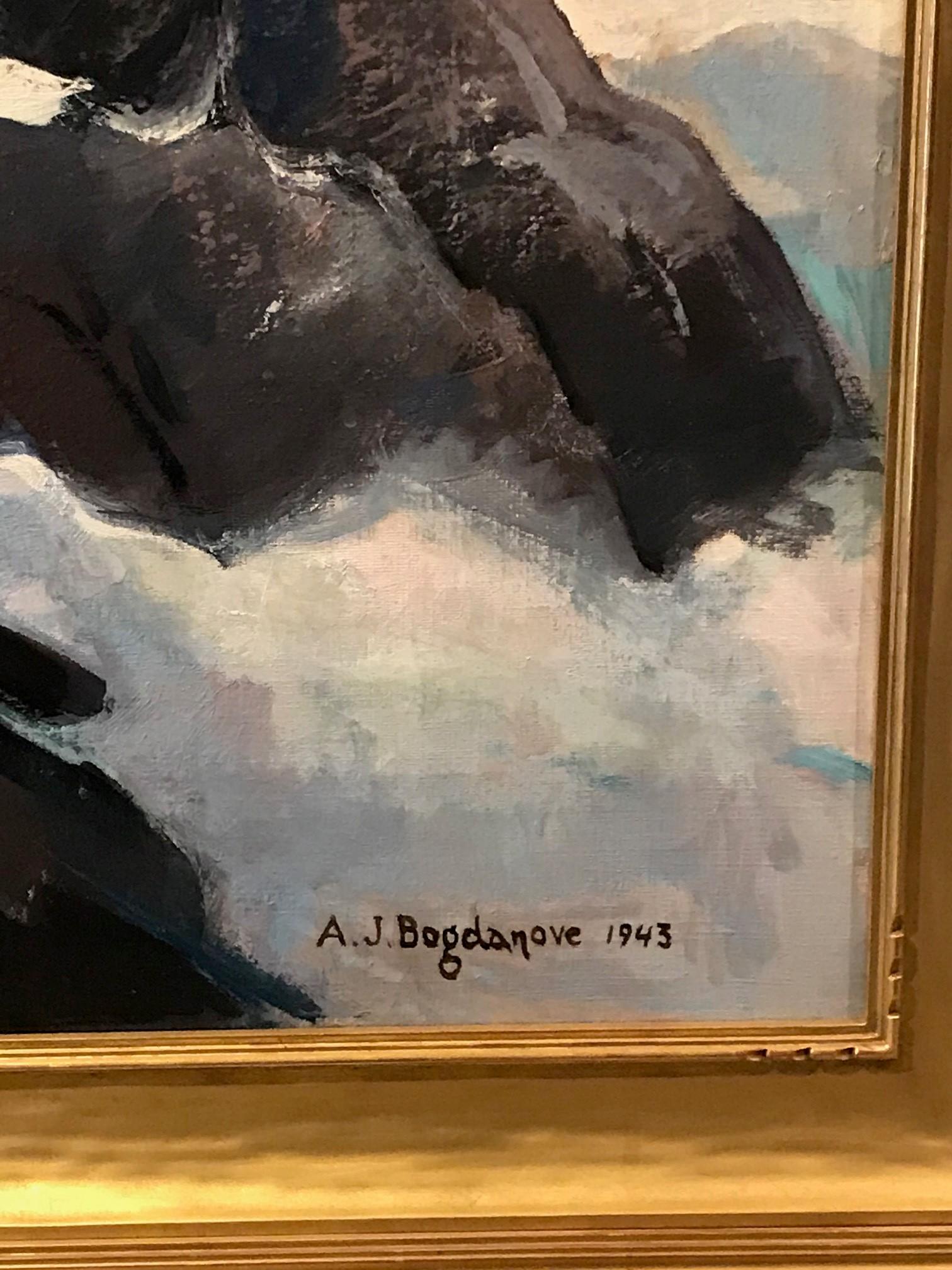  Russian American Impressionist Artist Abraham J Bogdanov oil paintingThe Squall For Sale 2