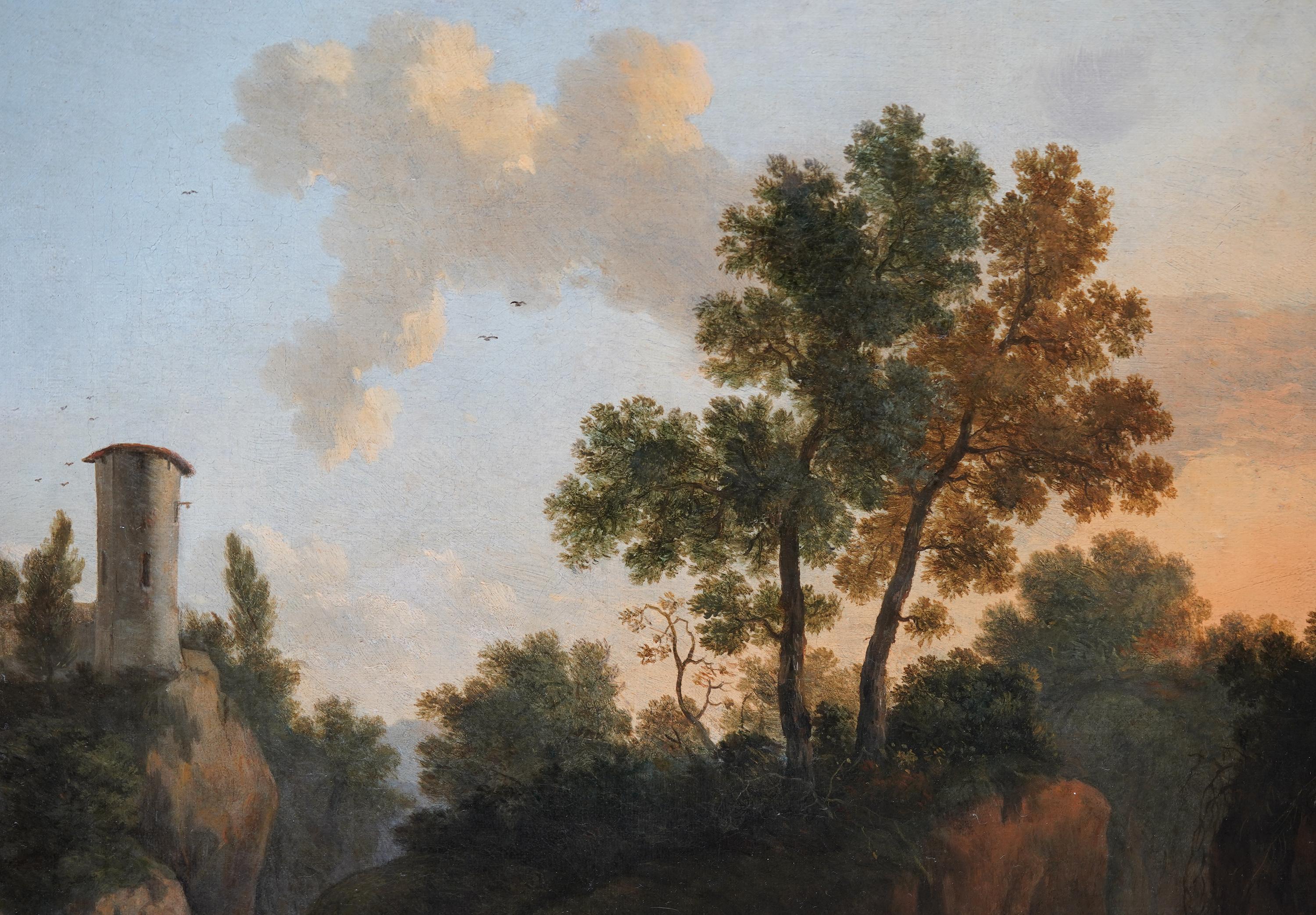 Paisaje fluvial arbolado figurativo - Pintura al óleo holandesa del Siglo de Oro XVII en venta 2