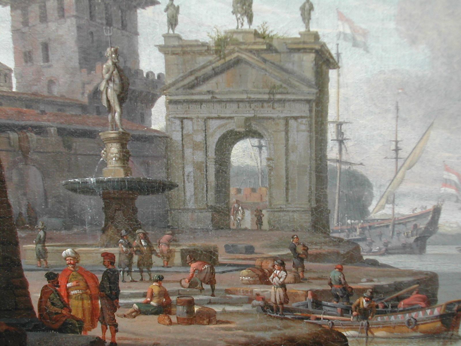 Mediterranean Capriccio,  Oil on canvas by Abraham Storck, circa 1680 - Old Masters Painting by Abraham Jansz Storck