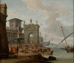 Mediterranean Capriccio,  Oil on canvas by Abraham Storck, circa 1680