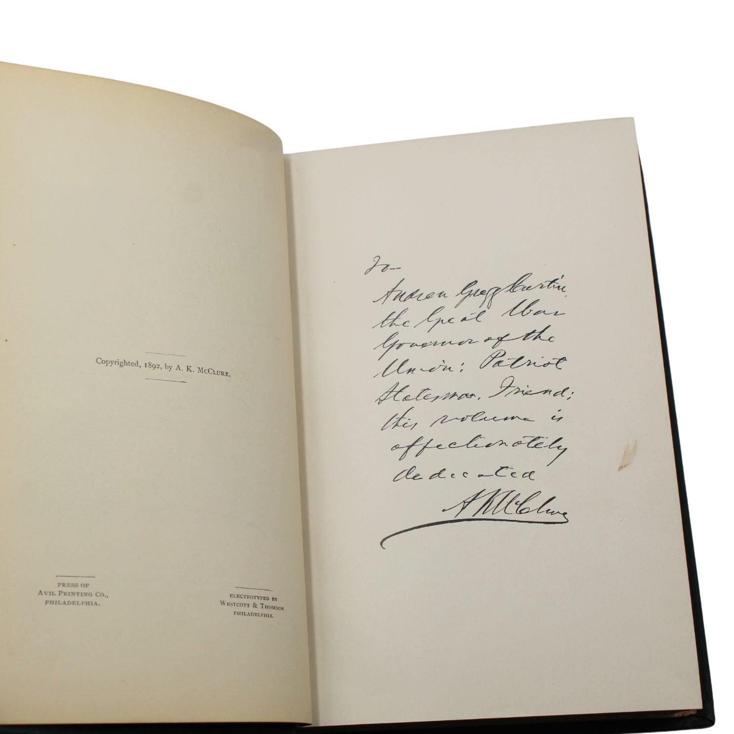 Fabric Abraham Lincoln and Men of War-Times by A. K. McClure, First Edition, 1892 For Sale