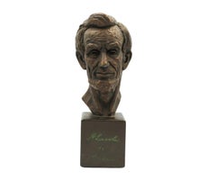 Abraham Lincoln Bust Sculpture, after Leo Cherne, Bronze Patinated Resin